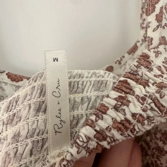 Rylee + Cru Brown & Cream Floral Smocked Sundress Sz M - Picture 7 of 8